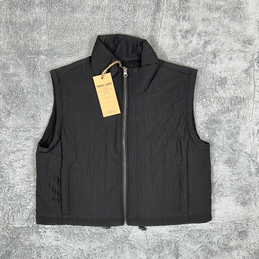 Thread & Supply Women Black Puffer Vest Nylon Full Zip J199SCPWTS Size S